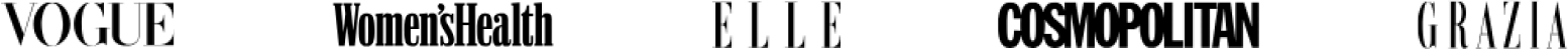 Logos des médias partenaires comme Vogue, Elle, Cosmopolitan